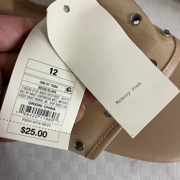 A New Day Women 12 Beige Elain Rhinestone Memory Foam Insole Mesh Slide Sandals - Picture 6 of 6